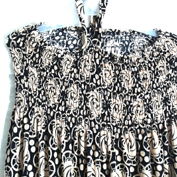 Black Tan Stretchy Halter Midi Dress or Maxi Skirt - Picture 3 of 3